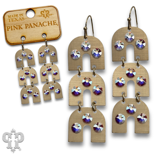 Triple metal tone arch earring with crystals from Swarovski®- LC