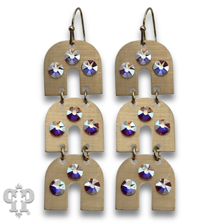 Triple metal tone arch earring with crystals from Swarovski®- LC