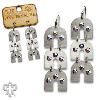 Triple metal tone arch earring with crystals from Swarovski®- LC