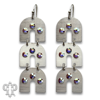 Triple metal tone arch earring with crystals from Swarovski®- LC