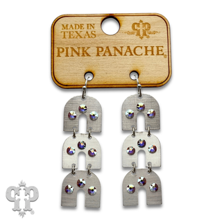 Triple metal tone arch earring with crystals from Swarovski®- LC