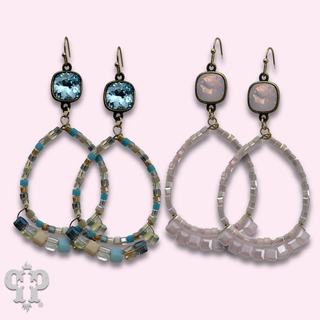 Cube bead teardrop earring with crystals from Swarovski®- LC