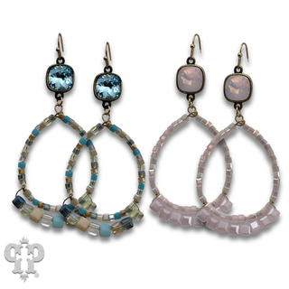 Cube bead teardrop earring with crystals from Swarovski®- LC
