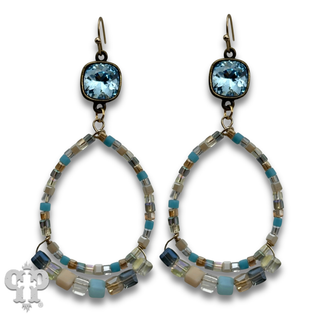 Cube bead teardrop earring with crystals from Swarovski®- LC