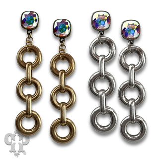 Triple matte finish circle earring with crystals from Swarovski®- LC