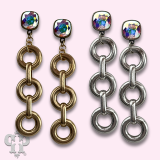 Triple matte finish circle earring with crystals from Swarovski®- LC