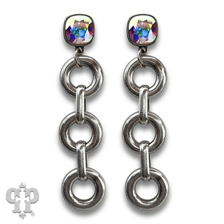 Triple matte finish circle earring with crystals from Swarovski®- LC