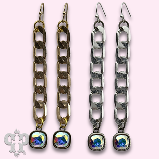 Curb chain link earring with crystals from Swarovski®- LC