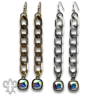 Curb chain link earring with crystals from Swarovski®- LC