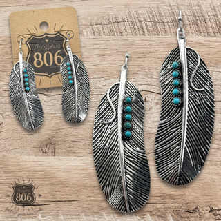 Stone studded feather earring - LC
