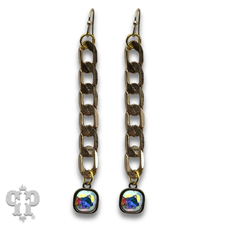 Curb chain link earring with crystals from Swarovski®- LC