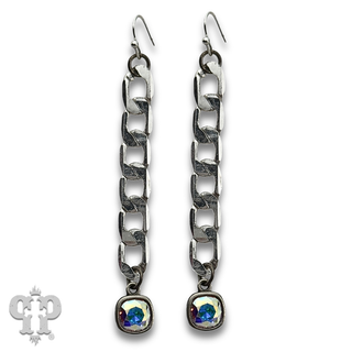 Curb chain link earring with crystals from Swarovski®- LC
