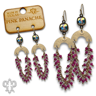 Linked bead fringe arch earring with crystals from Swarovski®- LC