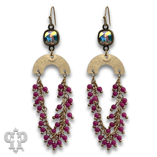 Linked bead fringe arch earring with crystals from Swarovski®- LC