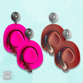 Acrylic cowboy hat earring