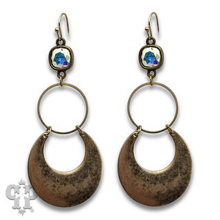 Matte finish wide circle earring with crystals from Swarovski®- LC