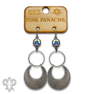 Matte finish wide circle earring with crystals from Swarovski®- LC