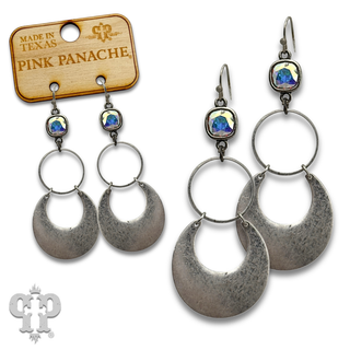 Matte finish wide circle earring with crystals from Swarovski®- LC