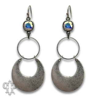 Matte finish wide circle earring with crystals from Swarovski®- LC