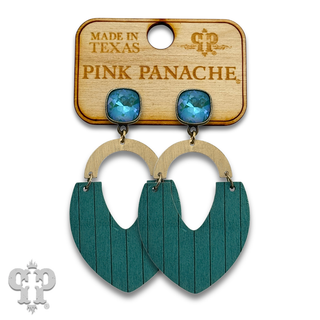 Wood teardrop and gold arch earring with crystals from Swarovski®- LC