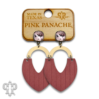 Wood teardrop and gold arch earring with crystals from Swarovski®- LC