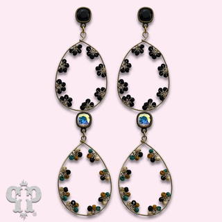 Flower seed bead teardrop earring with crystals from Swarovski®- LC