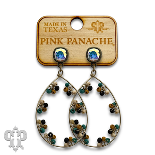 Flower seed bead teardrop earring with crystals from Swarovski®- LC