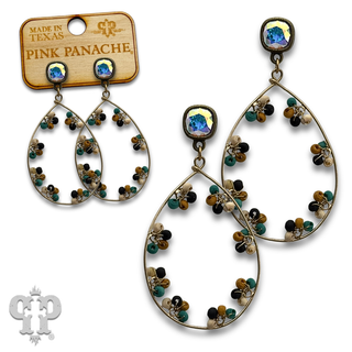 Flower seed bead teardrop earring with crystals from Swarovski®- LC