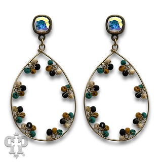 Flower seed bead teardrop earring with crystals from Swarovski®- LC