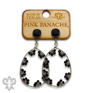 Flower seed bead teardrop earring with crystals from Swarovski®- LC