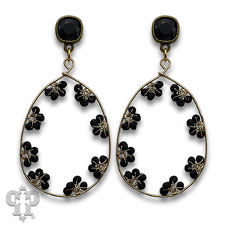 Flower seed bead teardrop earring with crystals from Swarovski®- LC