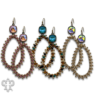 Thread wapped bead teardrop earring with crystals from Swarovski®- LC