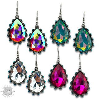 Rhinestone bead studded teardrop earring