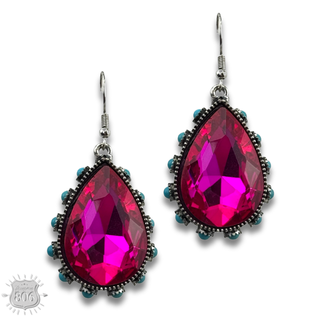 Rhinestone bead studded teardrop earring