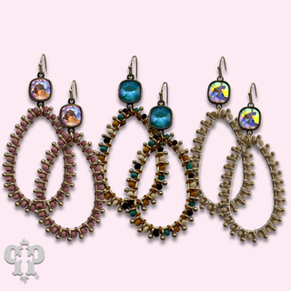 Thread wapped bead teardrop earring with crystals from Swarovski®- LC