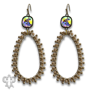 Thread wapped bead teardrop earring with crystals from Swarovski®- LC
