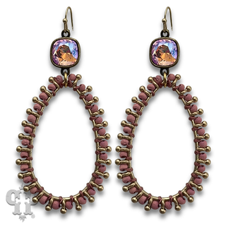 Thread wapped bead teardrop earring with crystals from Swarovski®- LC