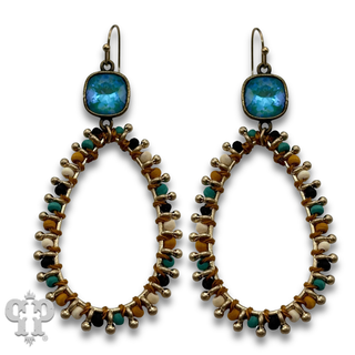 Thread wapped bead teardrop earring with crystals from Swarovski®- LC