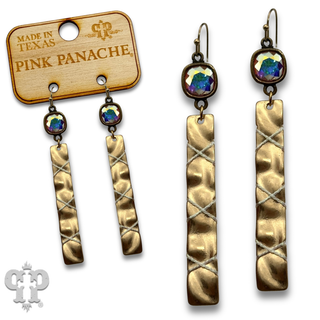 Gold bar with metallic thread earring with crystals from Swarovski®- LC