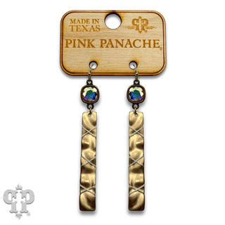 Gold bar with metallic thread earring with crystals from Swarovski®- LC