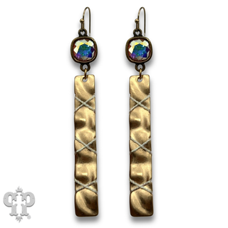 Gold bar with metallic thread earring with crystals from Swarovski®- LC