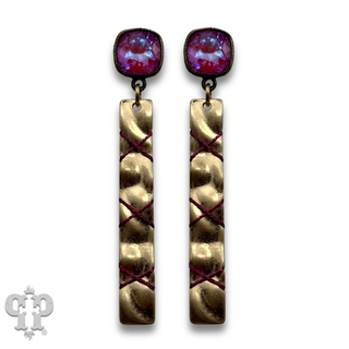 Gold bar with metallic thread earring with crystals from Swarovski®- LC