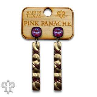 Gold bar with metallic thread earring with crystals from Swarovski®- LC