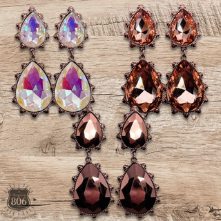 Western rhinestone teardrop earring - LC