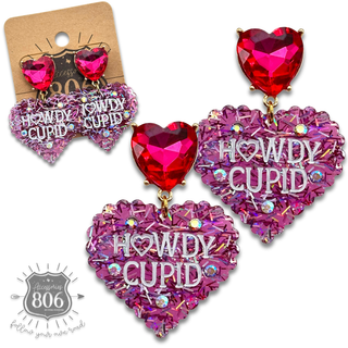 Howdy Cupid Valentine heart earring - LC