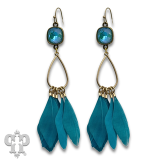 Feather fringe earring with crystals from Swarovski® - LC