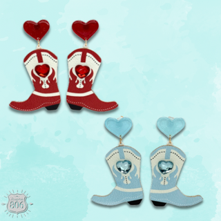 Western heart boot earring