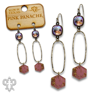 Acrylic hexagon charm earring with a crystal from Swarovski®- LC