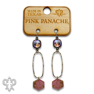 Acrylic hexagon charm earring with a crystal from Swarovski®- LC