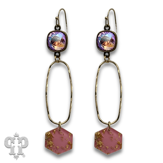 Acrylic hexagon charm earring with a crystal from Swarovski®- LC